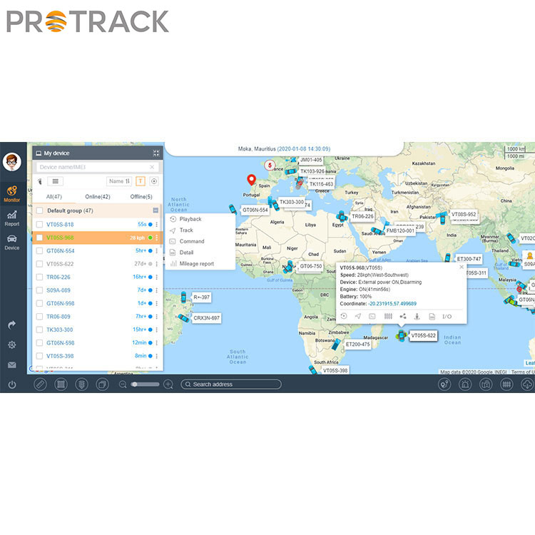 Demonstrarea motorului inactiv pe platforma Protrack